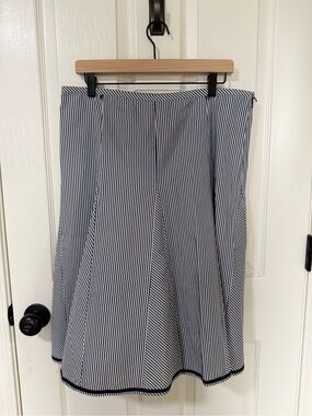 TALBOTS Navy and White Striped A-Line Skirt